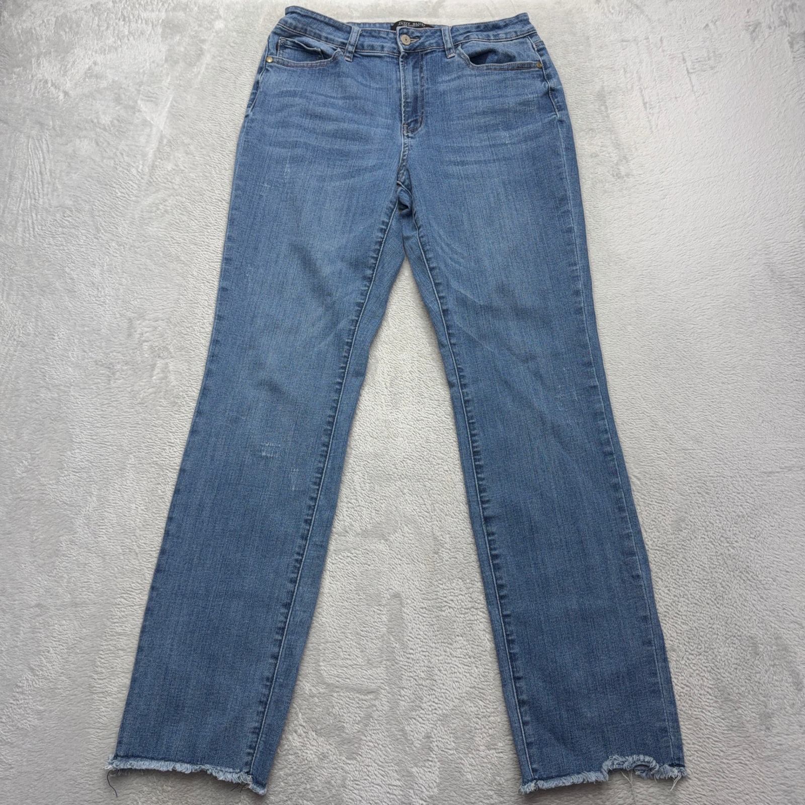 Judy Blue Jeans Women 11/30 Blue Boyfriend Fit Raw Hem Frayed Denim Pants